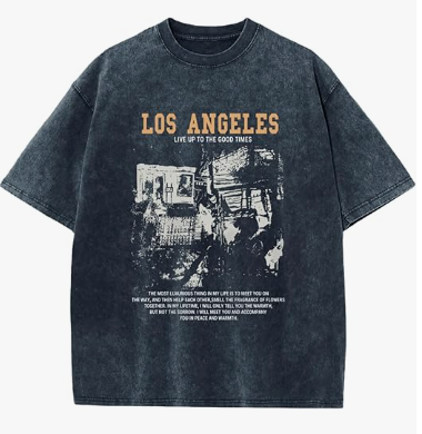 Denim Blue Oversized Graphic Tee
